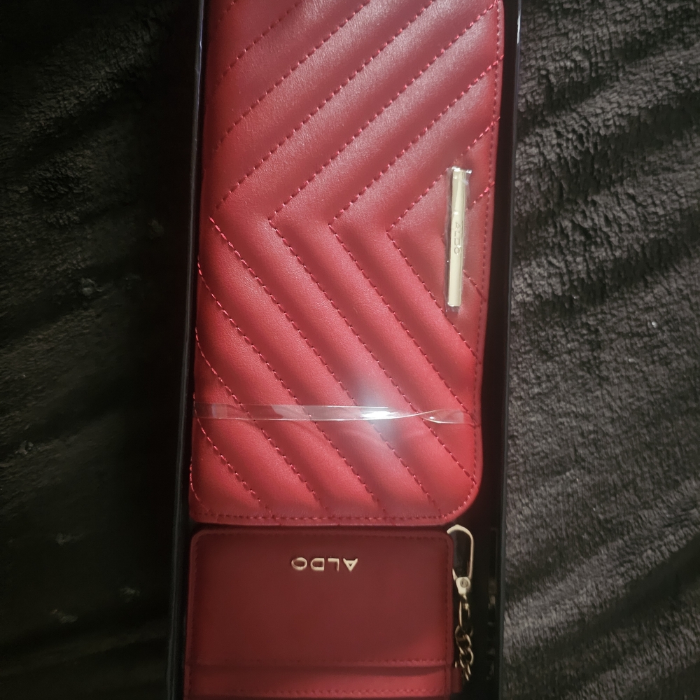ALDO Red Quilted Wallet & Credit Card Holder